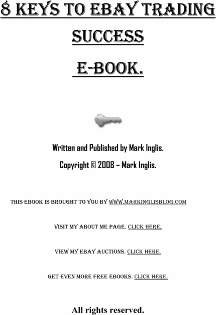 Product picture Eight Keys to Ebay Trading Success