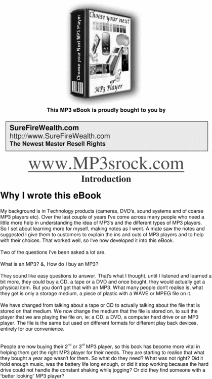 Product picture Choose Your Next MP3 Player