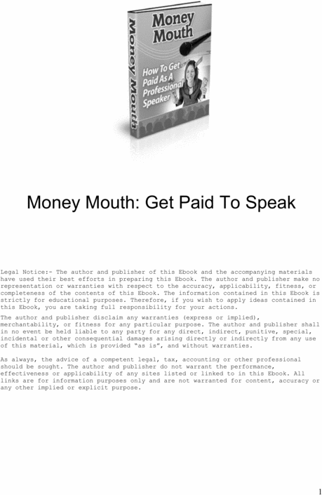 Product picture  Money Mouth: Get Paid to Speak